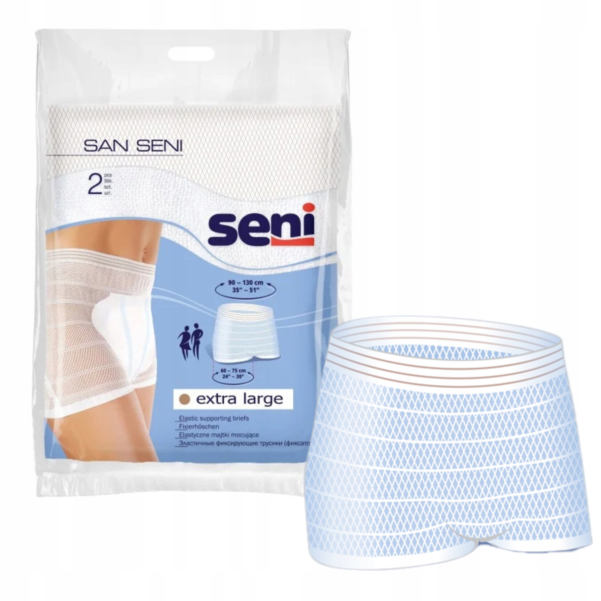 SAN SENI МНОГОРАЗОВЫЕ СЕТЧАТЫЕ ТРУСИКИ XL 2ШТ. КРЕПЛЕНИЯ ДЛЯ ПОДГУЗНИКОВ
