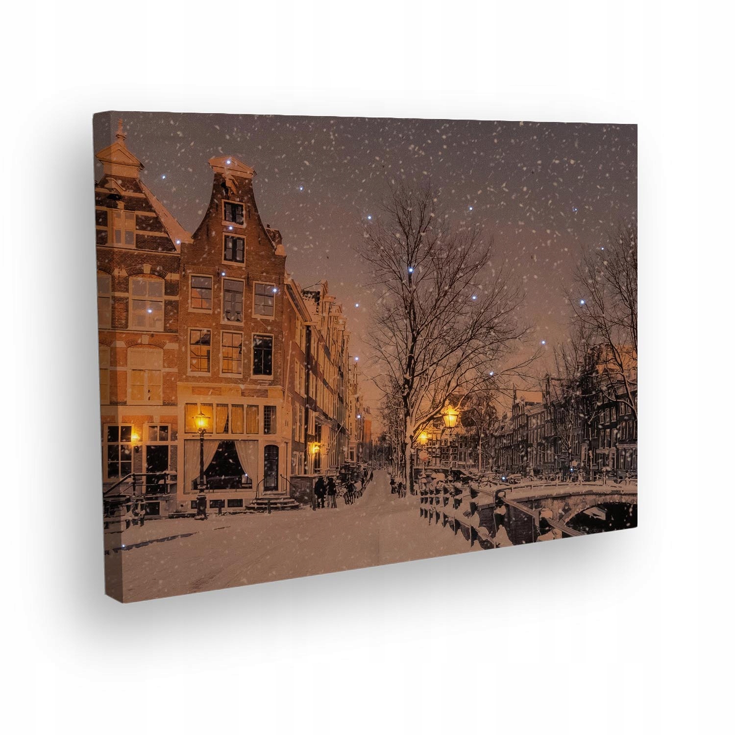 

Świecący świąteczny obraz Śnieżne miasto 40x30cm