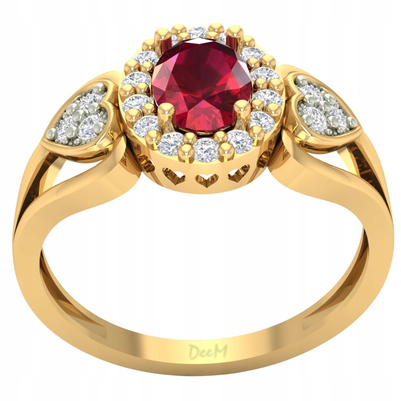 Zlatý Prstýnek S Rubínem 585 Srdce