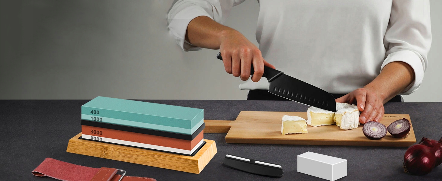 OSEŁKA KAMIEŃ WODNY OSTRZAŁKA DO OSTRZENIA NOŻY ZESTAW 400 1000 3000 8000 Marka German