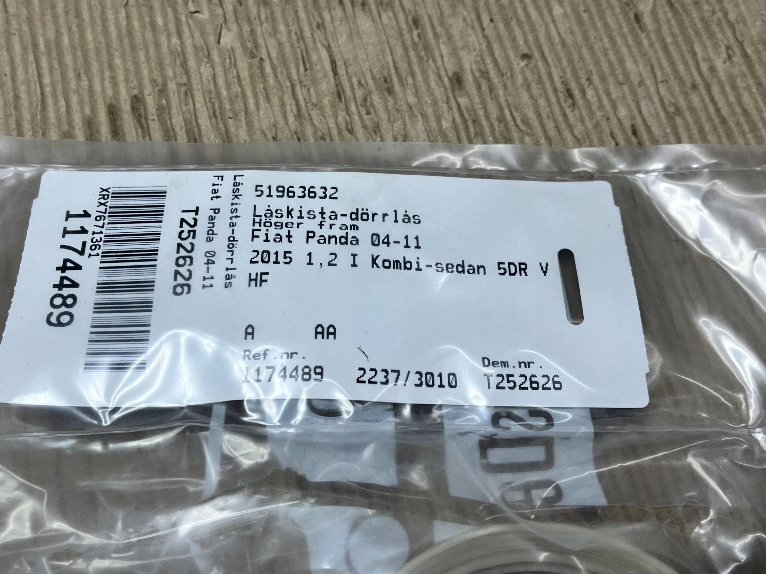 lock door przednich Fiat Panda III 51963632