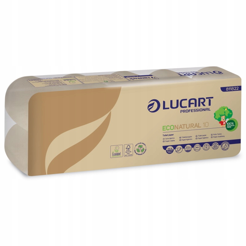 Lucart EcoNatural 10 - Papier toaletowy, 2W, celuloza Fiberpack - 10 rolek