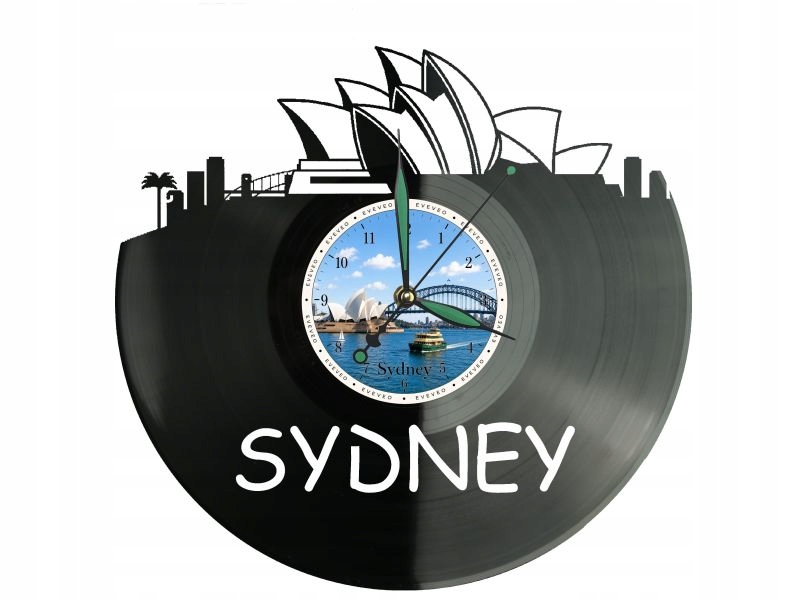 Hodiny Sydney Město Austrálie Vinylová deska Dárek Památka Na narozeniny