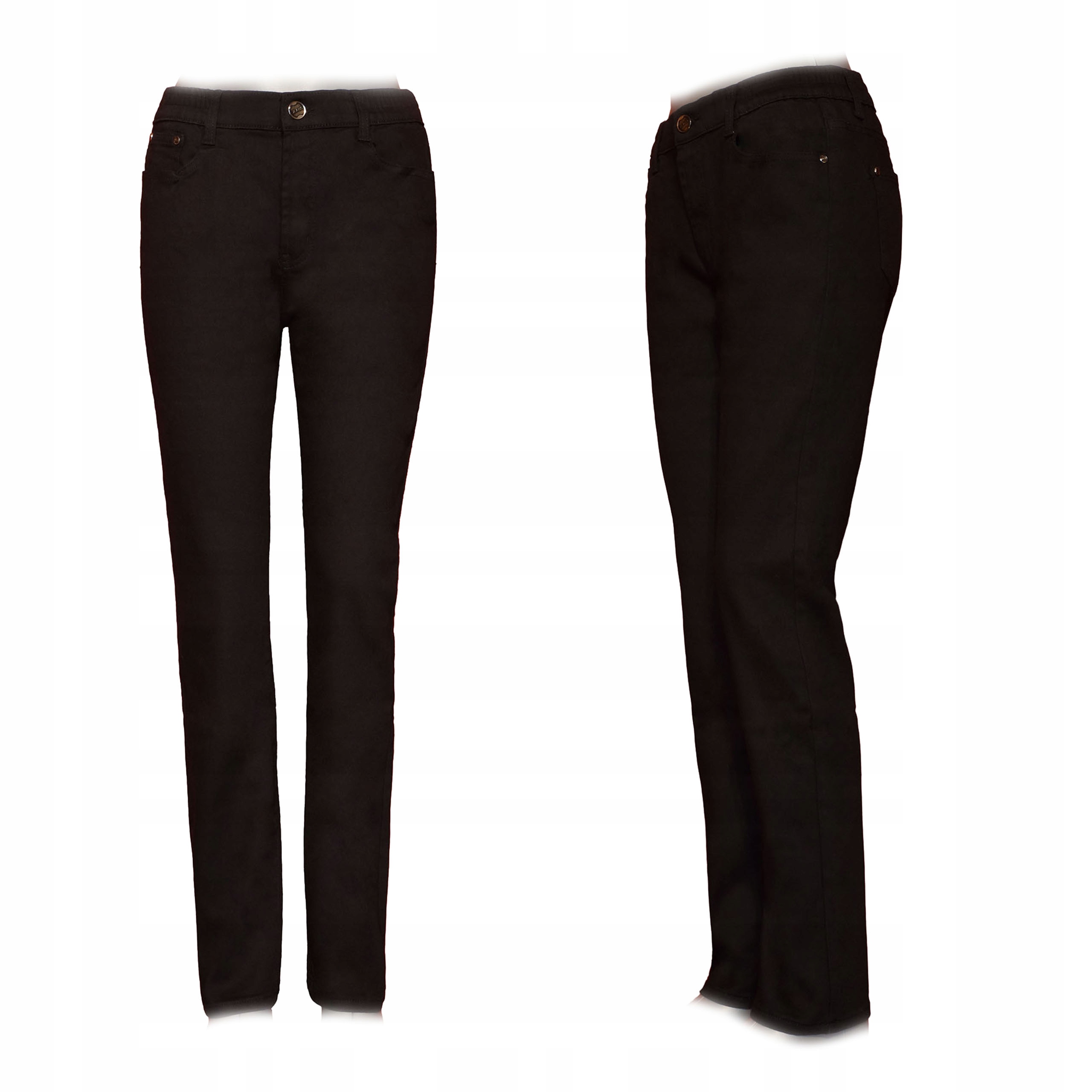 

Spodnie Jeansy Na Gumce Wyższy Stan Czarne 44