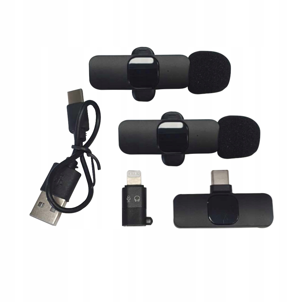 2x MINI mikrofon na klips bezprzewodowy do telefonu USB-C i lightning