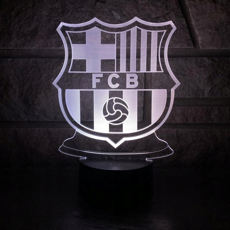 LAMPKA NOCNA 3D LED FC BARCELONA USB 7 KOLORÓW HOLOGRAM PIŁKA NOŻNA Zasilanie akumulatorowe