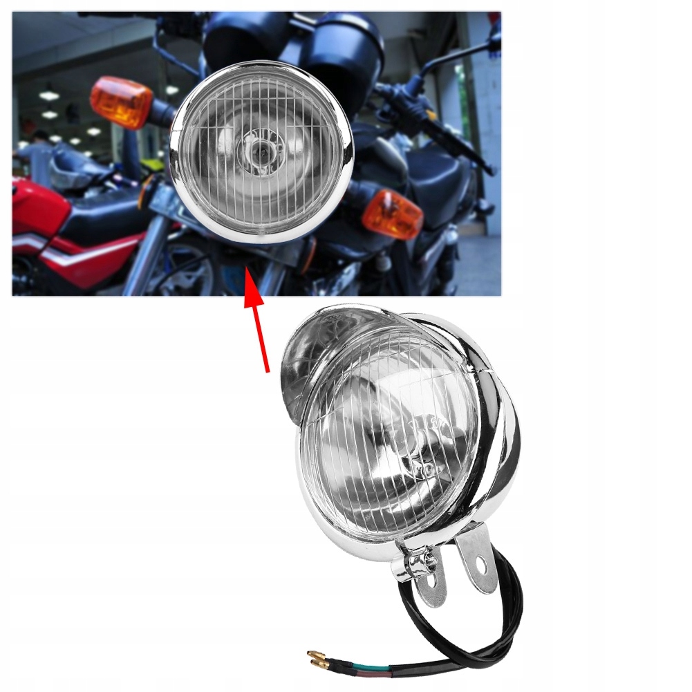 LAMPA MOTOCYKLOWA REFLEKTOR PRZÓD CHOPPER CHROM Numer katalogowy części 13655