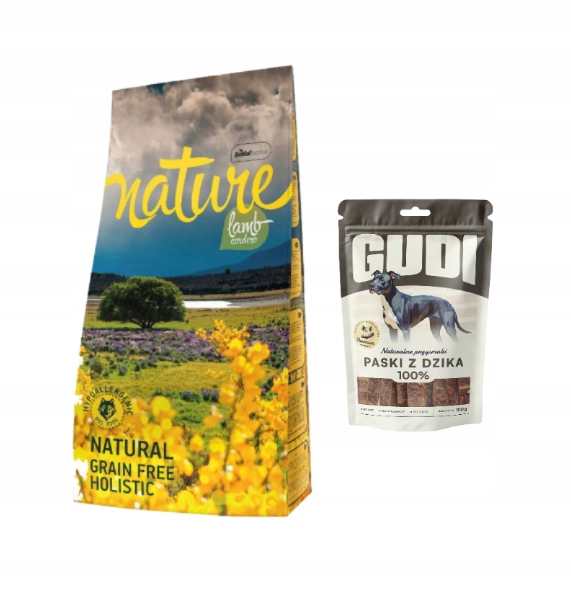 Levně Nature z jehněčího masa 12 kg pro psy všech plemen proužky z divočáka Gudi 100 g