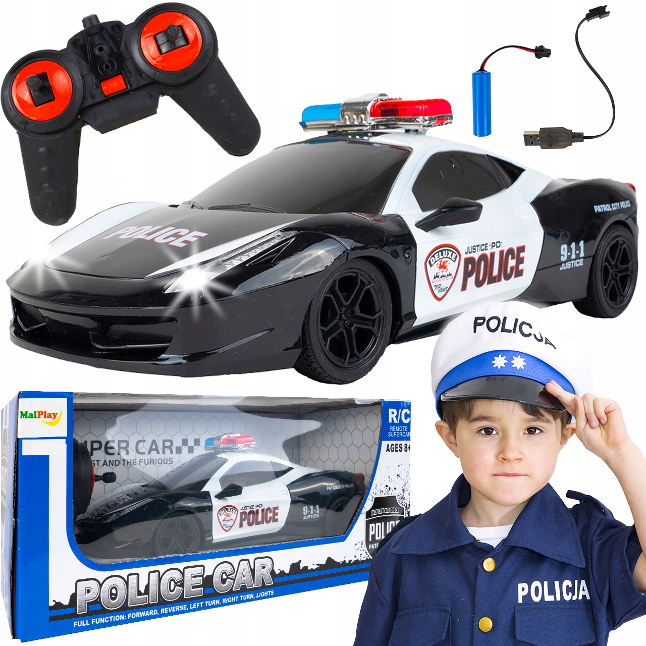 POLICEJNÍ AUTO AUTO POLICEJNÍ AUTO NA DÁLKOVÉ OVLÁDÁNÍ Šířka výrobku 32 cm