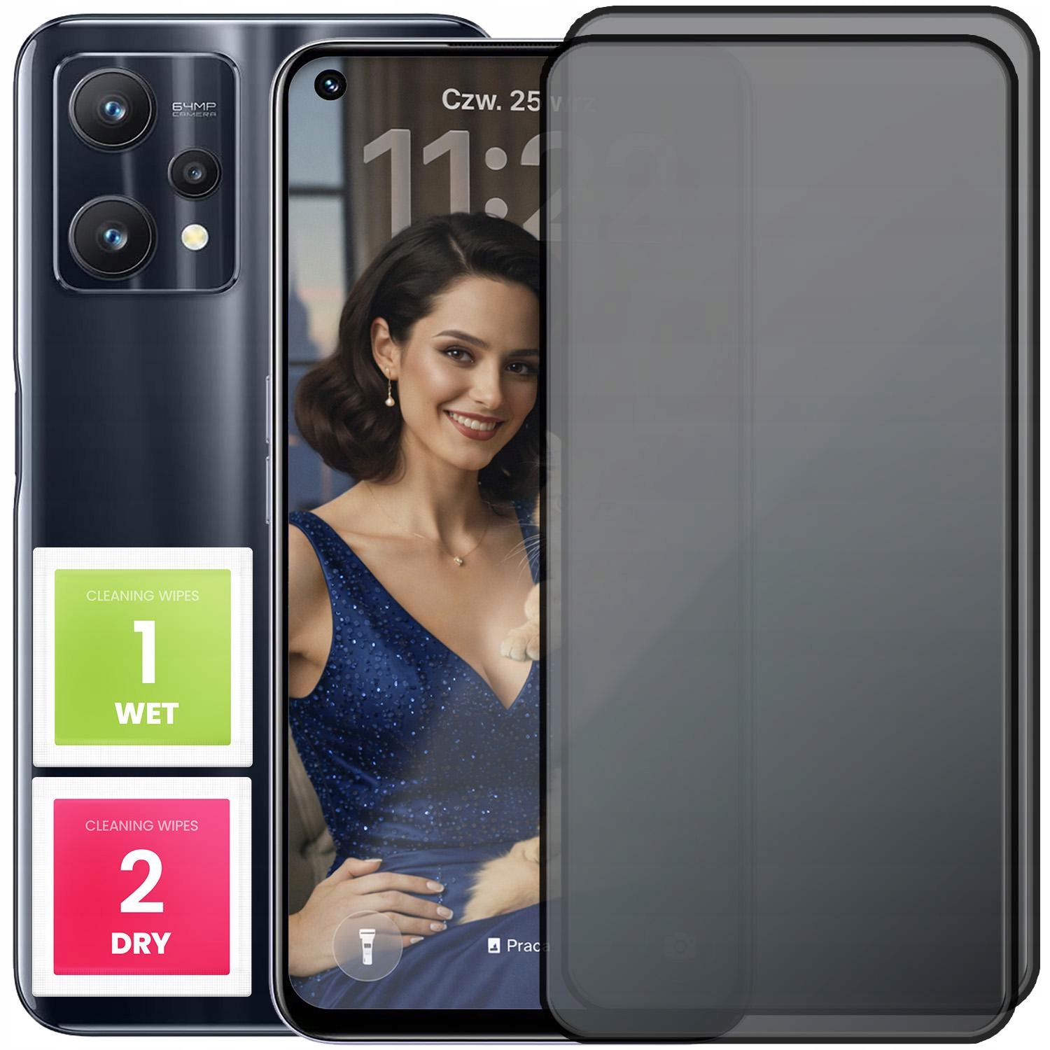 2-PAK Szkło Hartowane Privacy Do Realme 9 5G 9 Pro (Ochronne, 5D, 9H)