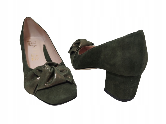 Semišové kožené lodičky Emis ZMAZ7288 Olivové vel. 38