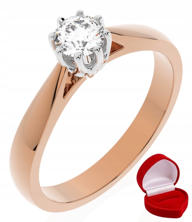 Zlatý Prstýnek 585 14k Brylant Lab 0,30 ct Růžové Zlato R20