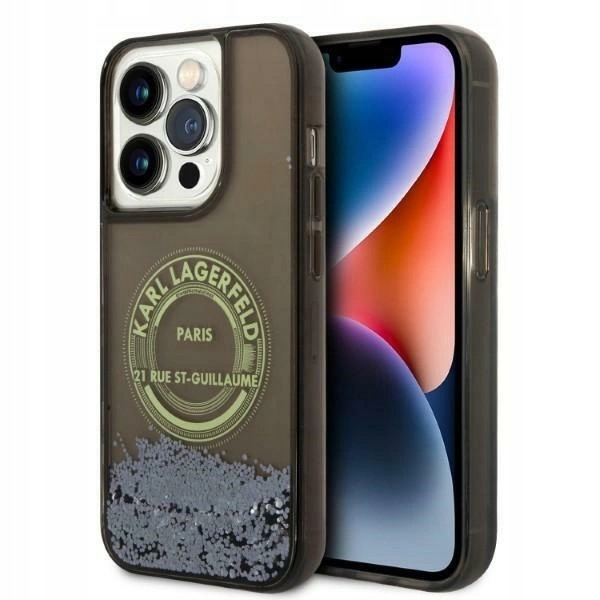 Etui Karl Lagerfeld Liquid Glitter Rsg na iPhone 14 Pro czarne
