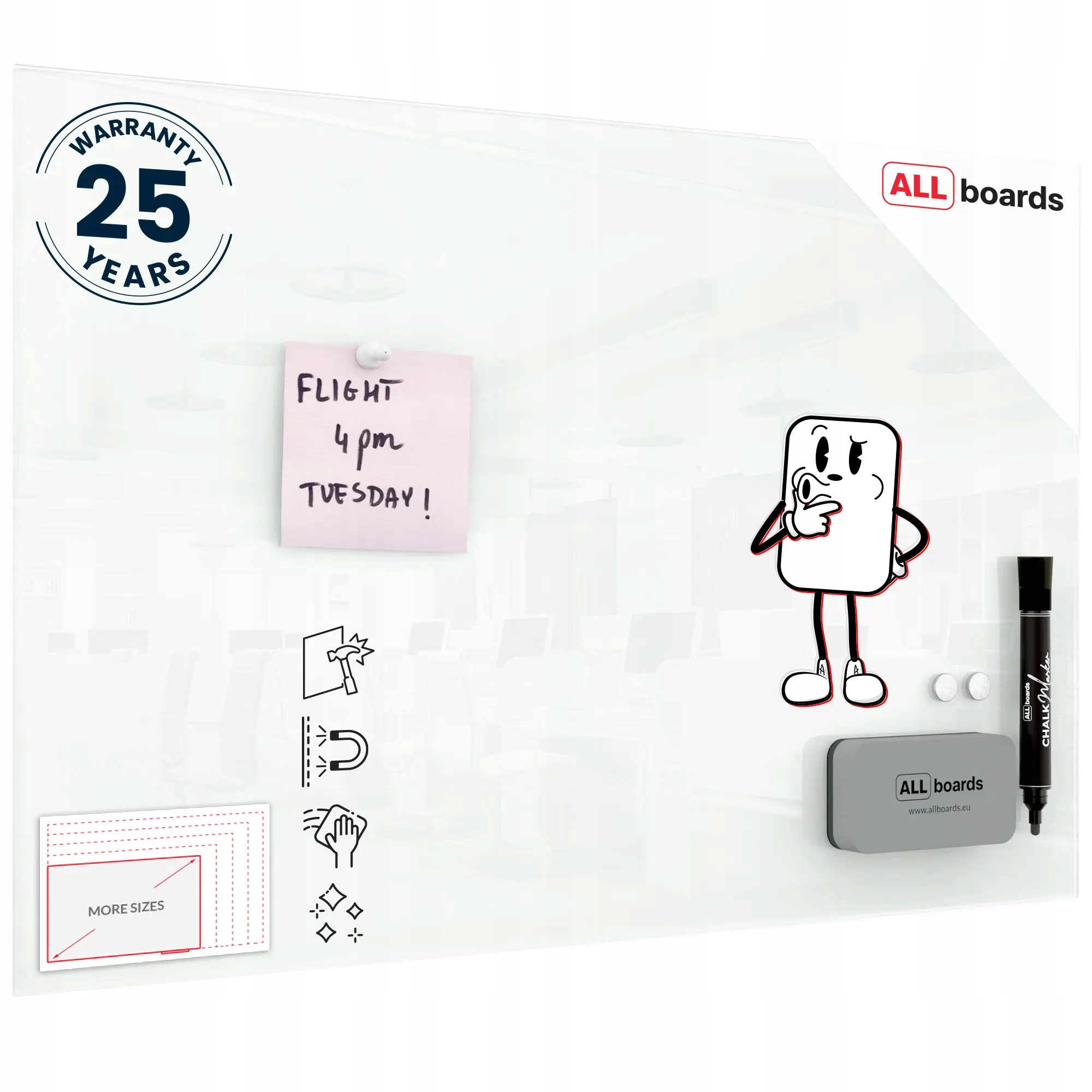 Tablica magnetyczna Szklana biała 60x40 cm