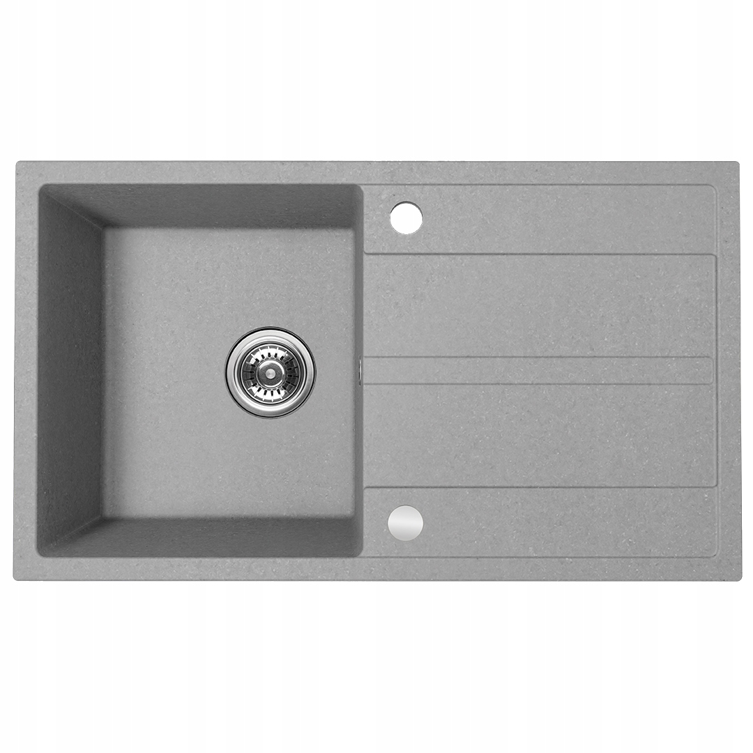 Granitový dřez Viti, šedý s odkapávačem a sifonem Space Saving