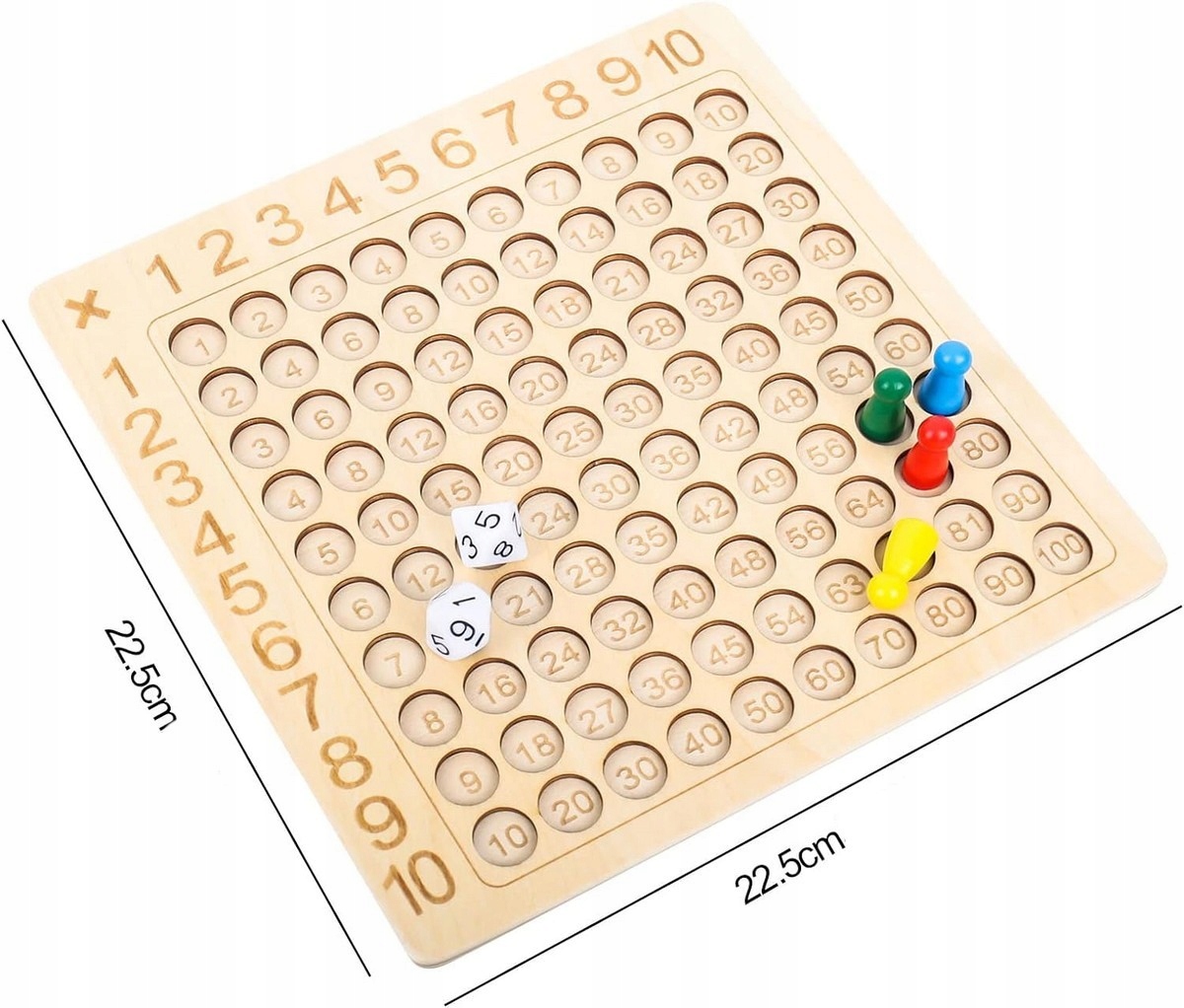 DREWNIANA TABLICZKA MNOŻENIA edukacyjne klocki gra montessori z drewna do 1 Materiał drewno