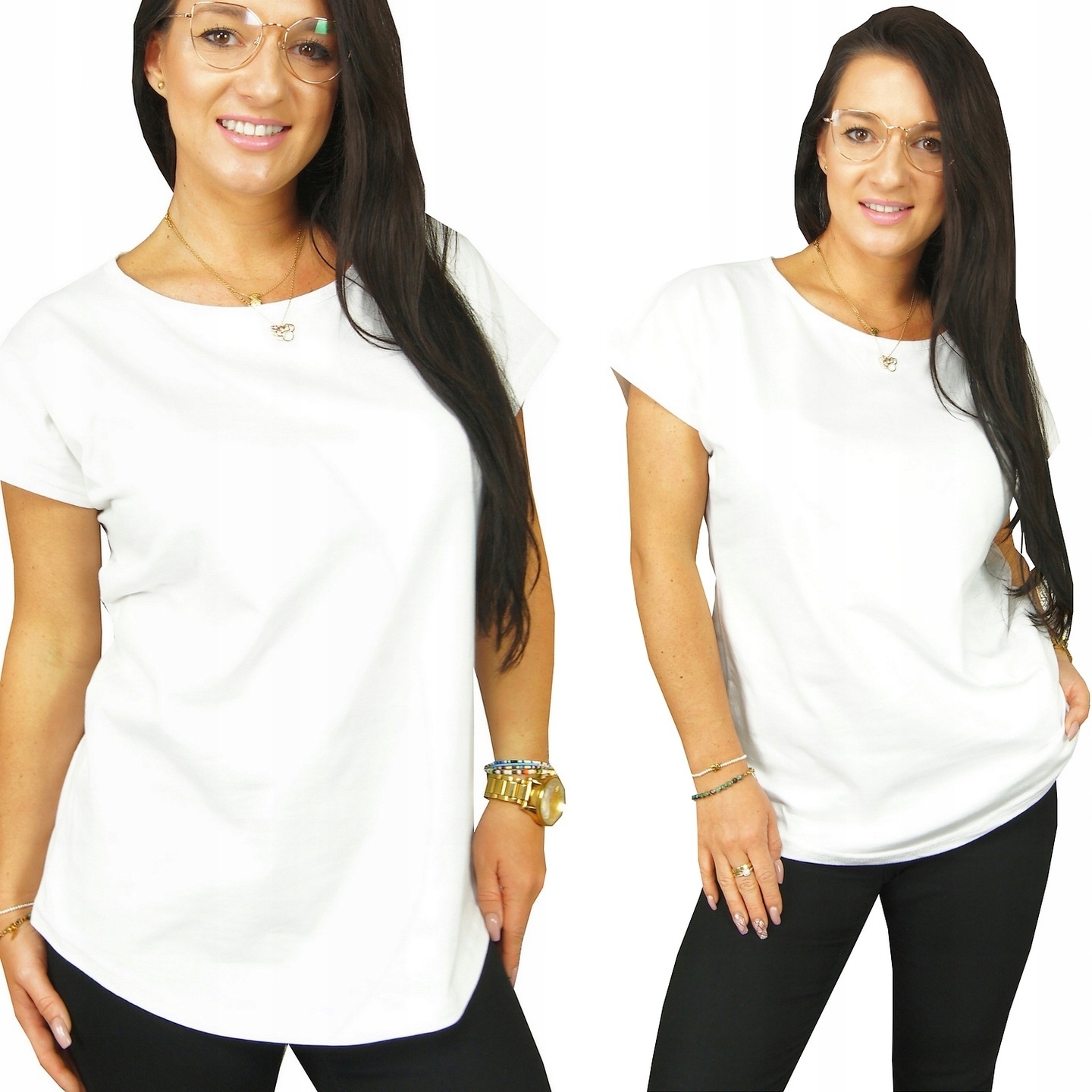 

Bluzka koszulka Cotton Tshirt Top Gładka Basic, L