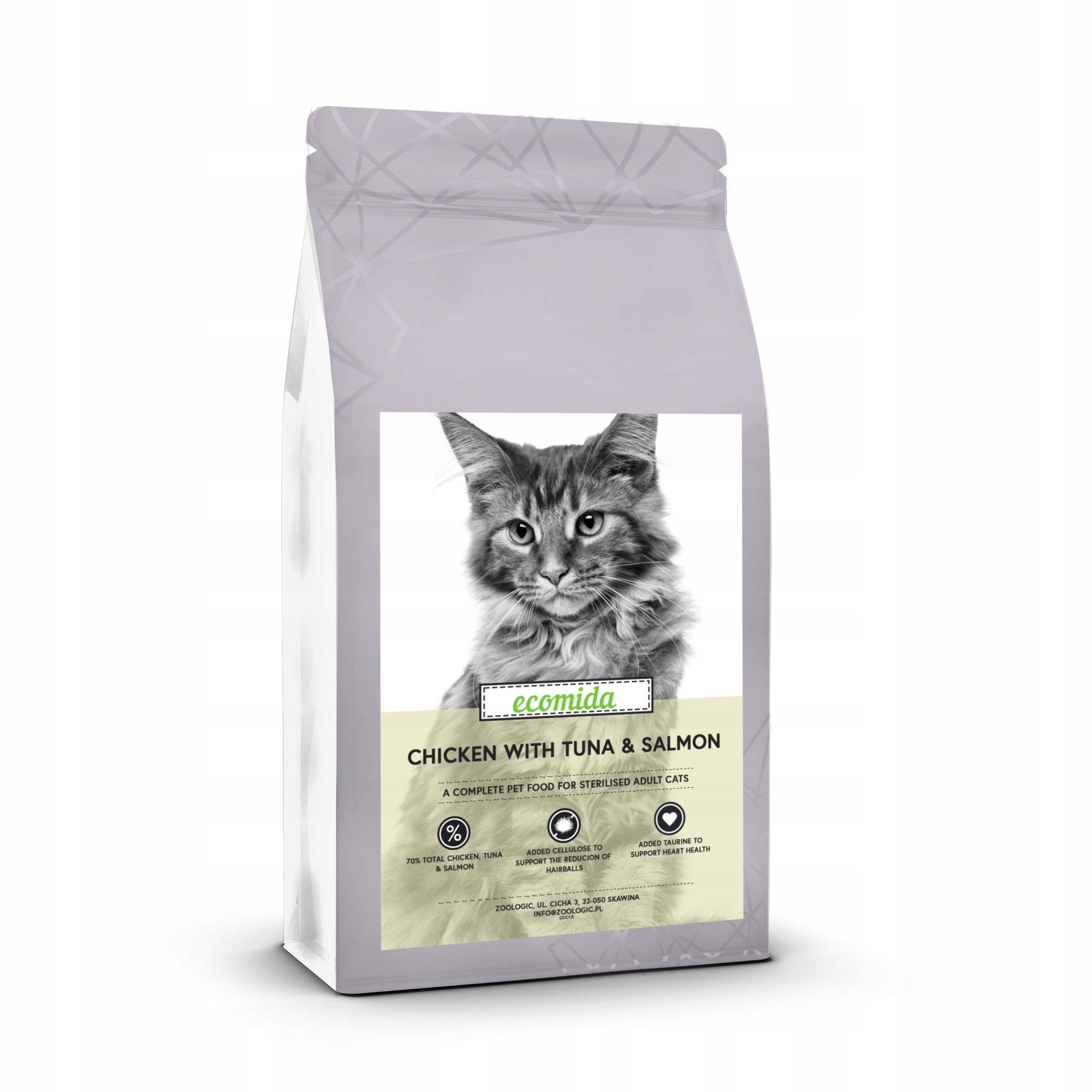 Ecomida Connoisseur Kuřecí tuňák Losos 1,5 kg Dospělá kočka, sterilizovaná