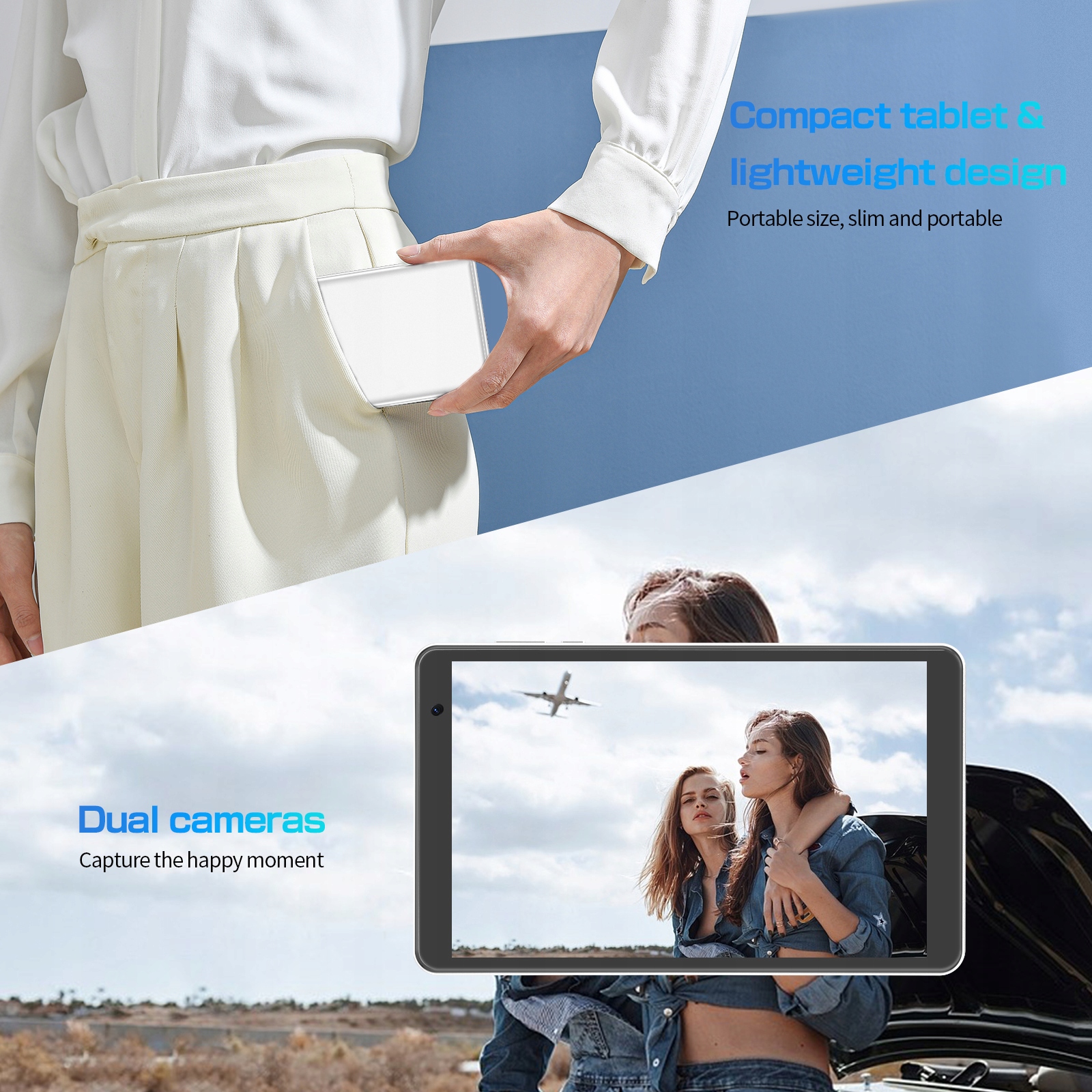 Tablet PRITOM 8 cali Android 13, 8GB 4+4 rozszerzenie RAM 64GB ROM WiFi 6 Wbudowana pamięć 64 GB