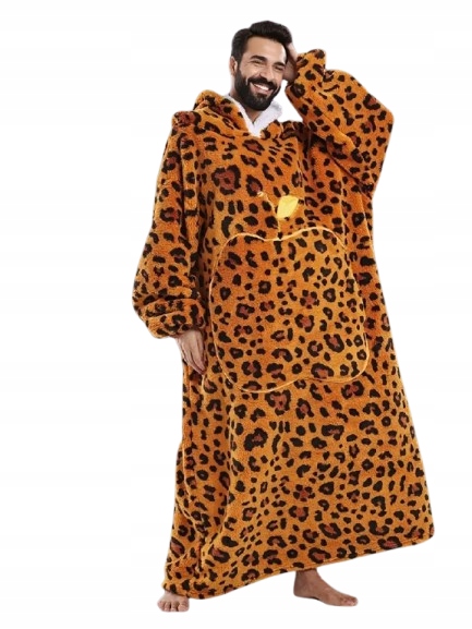 Teplá Deka Mikina S Leopardím Povrchem Mikinová Deka S Kapucí A Rukávy