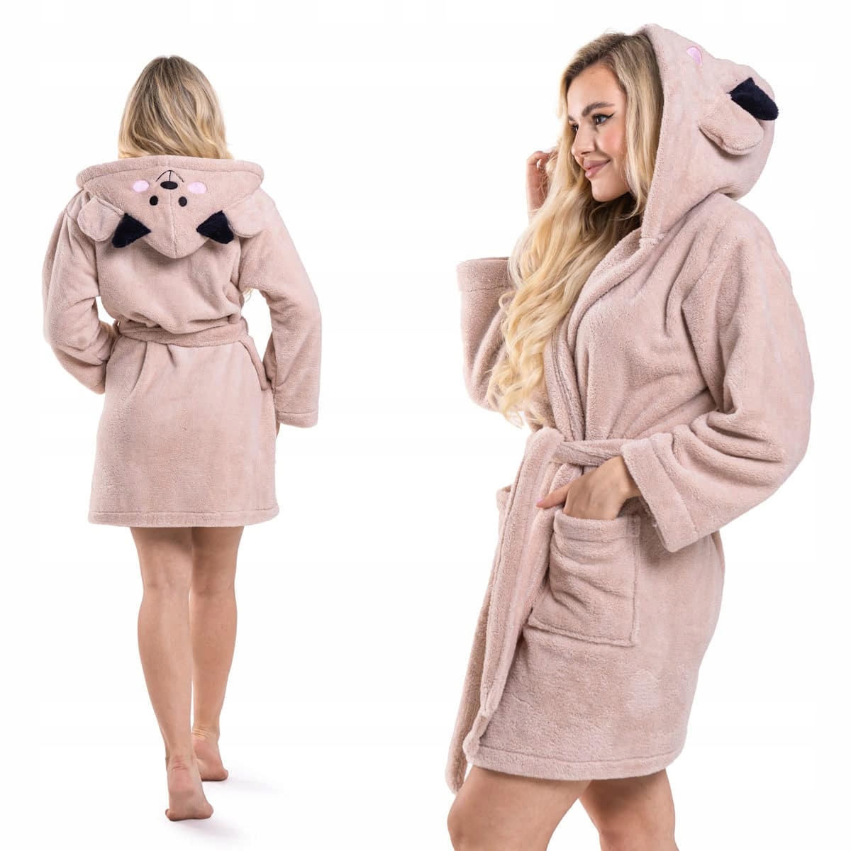 Pú teplý župan s kapucí S 2027 béžová ovčí barva