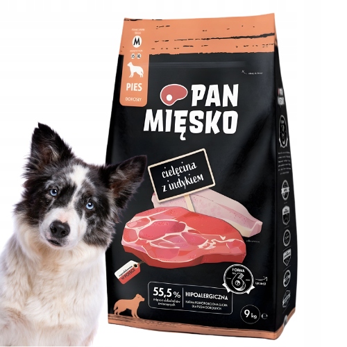 Pan Mięsko Cielęcina z Indykiem 9kg Sucha karma dla psa chrupki M