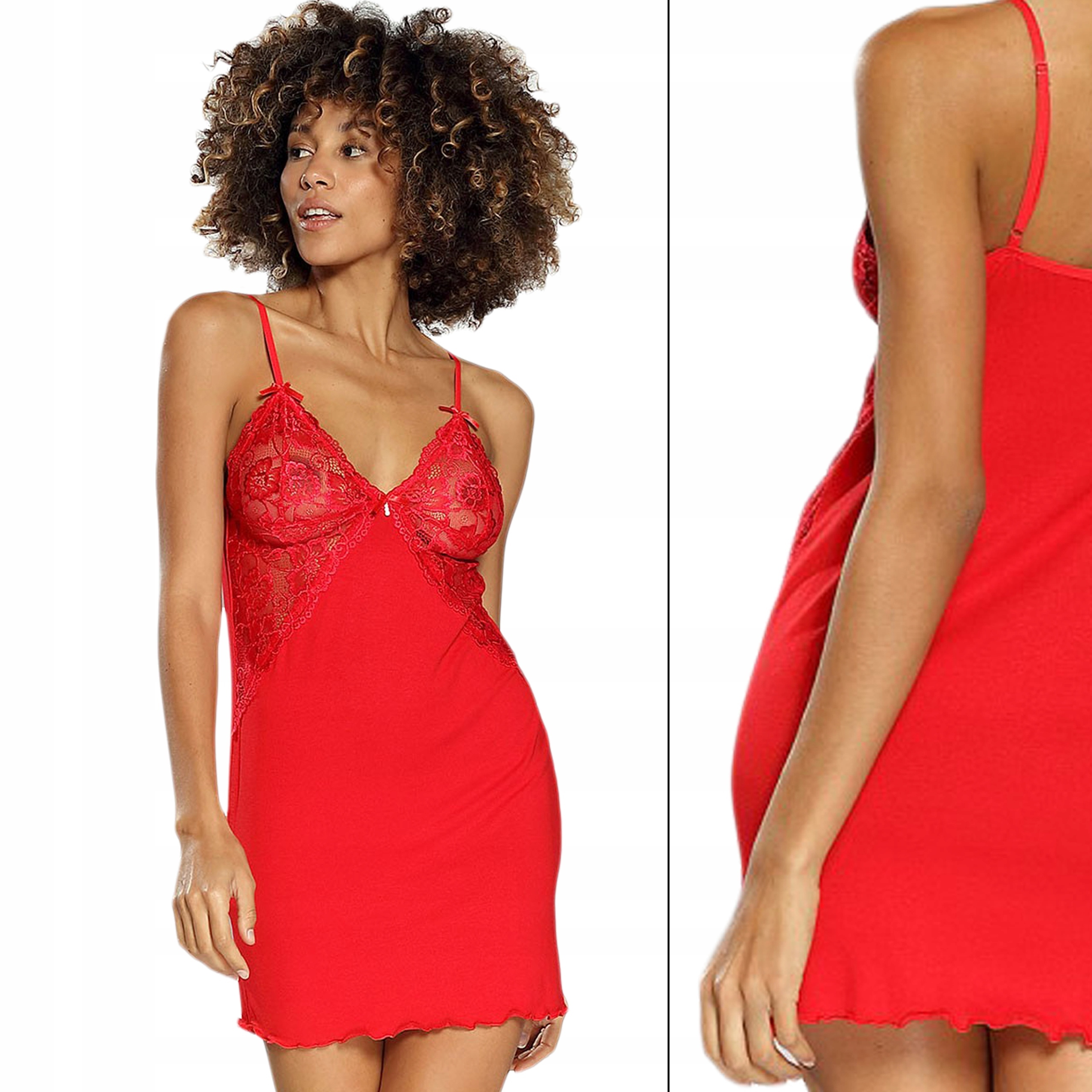 

DKaren Flawia Koszulka Nocna z Wiskozy Red 2XL
