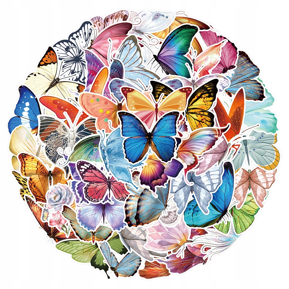 50 SZT. NAKLEJEK MOTYL MAŁA NAKLEJKA MOTYL Model 49601697