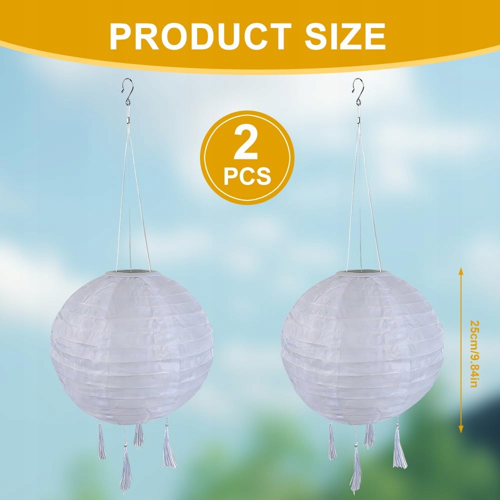 NZKEUF Lampiony Solarne Zewnętrzne 2 Sztuki 25 CM Wodoodporne Do Ogrodu — miniatura 2
