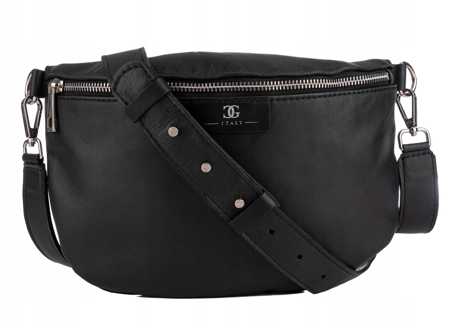 Dámská kožená kabelka Ledvinka velká z kůže crossbody prostorná černá