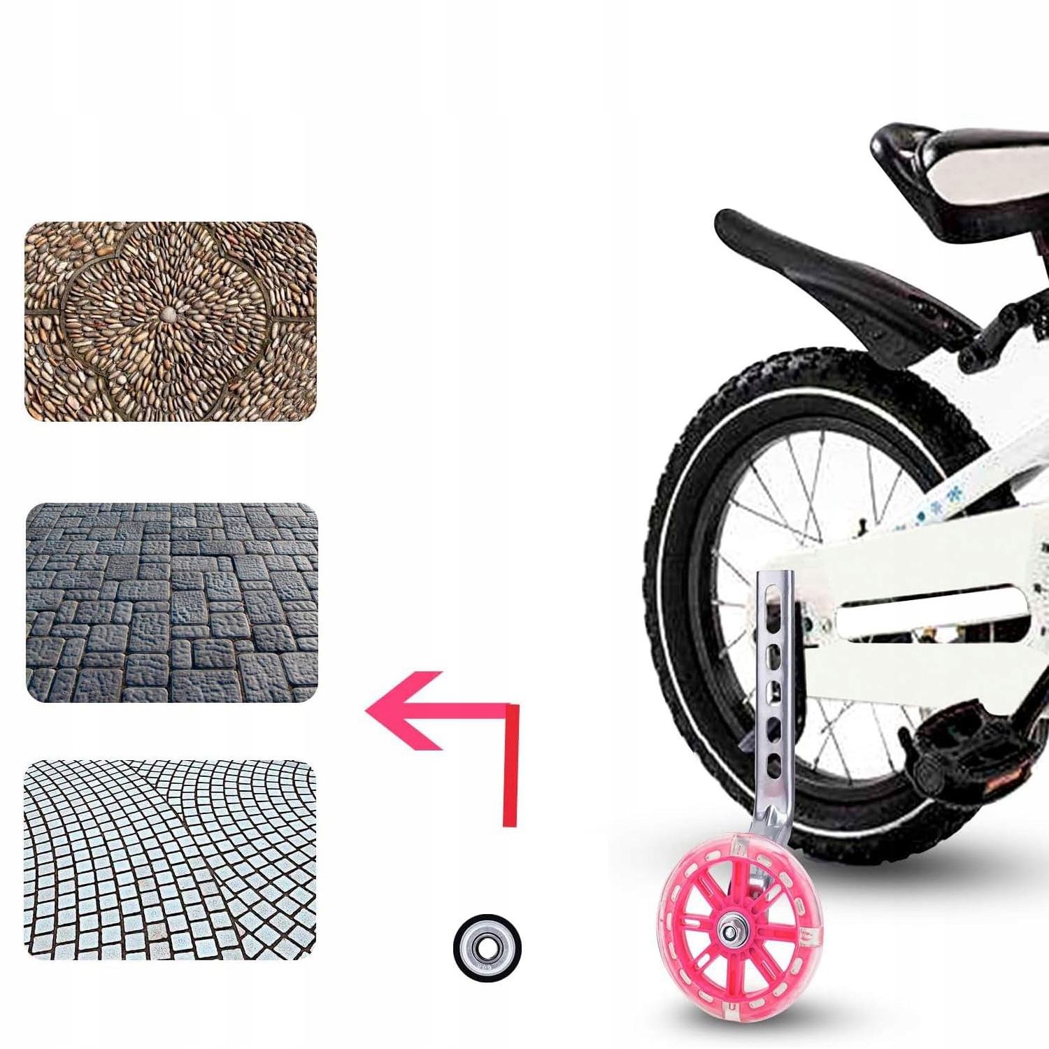 KÓŁKA PODPOROWE BOCZNE DO ROWERU 12-20" LED ŚWIECĄCE KOLOROWE RÓŻOWE Marka bez marki