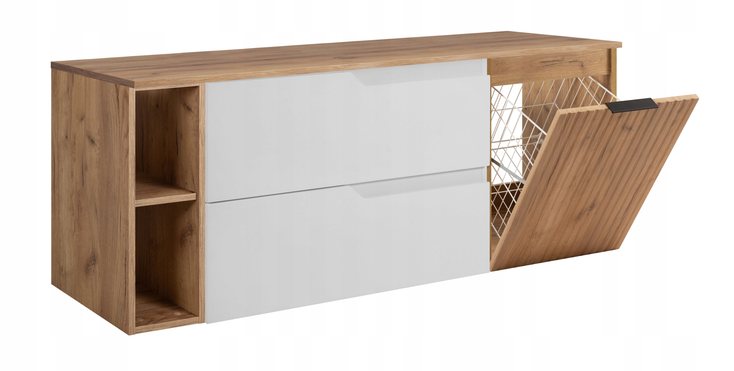 Koupelnová skříňka pod umyvadlo Regál Koš na prádlo 160 Bílý Dub Craft