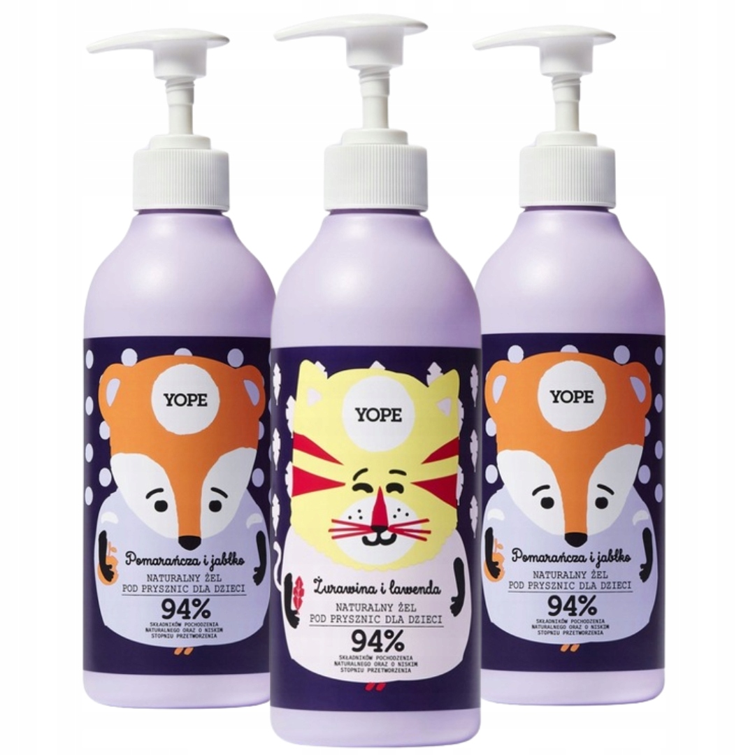Yope Přírodní sprchový gel pro děti Brusinky Mix vůní 400 ml x3