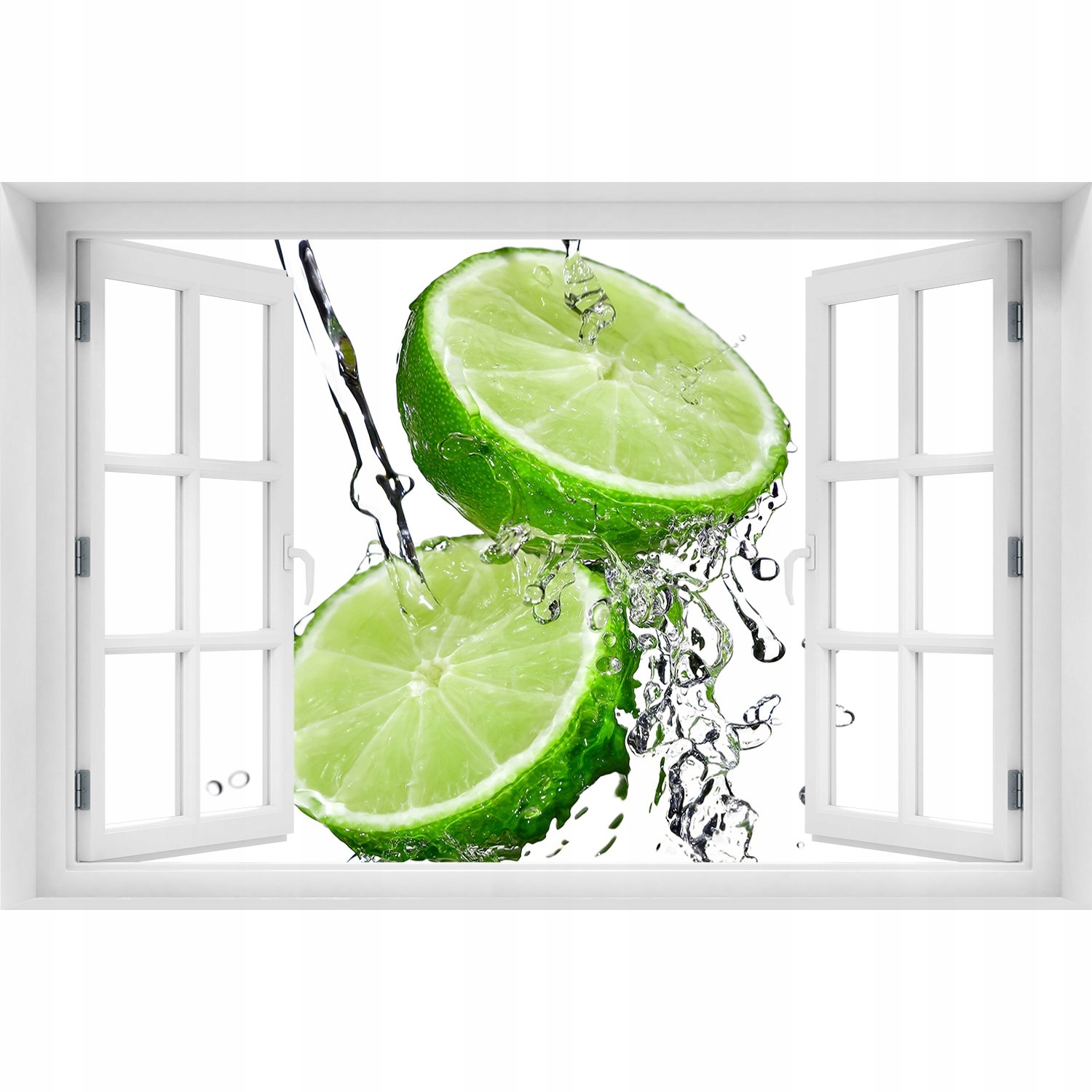 

3D Okno Naklejka ścienna Limonki i woda 90x60