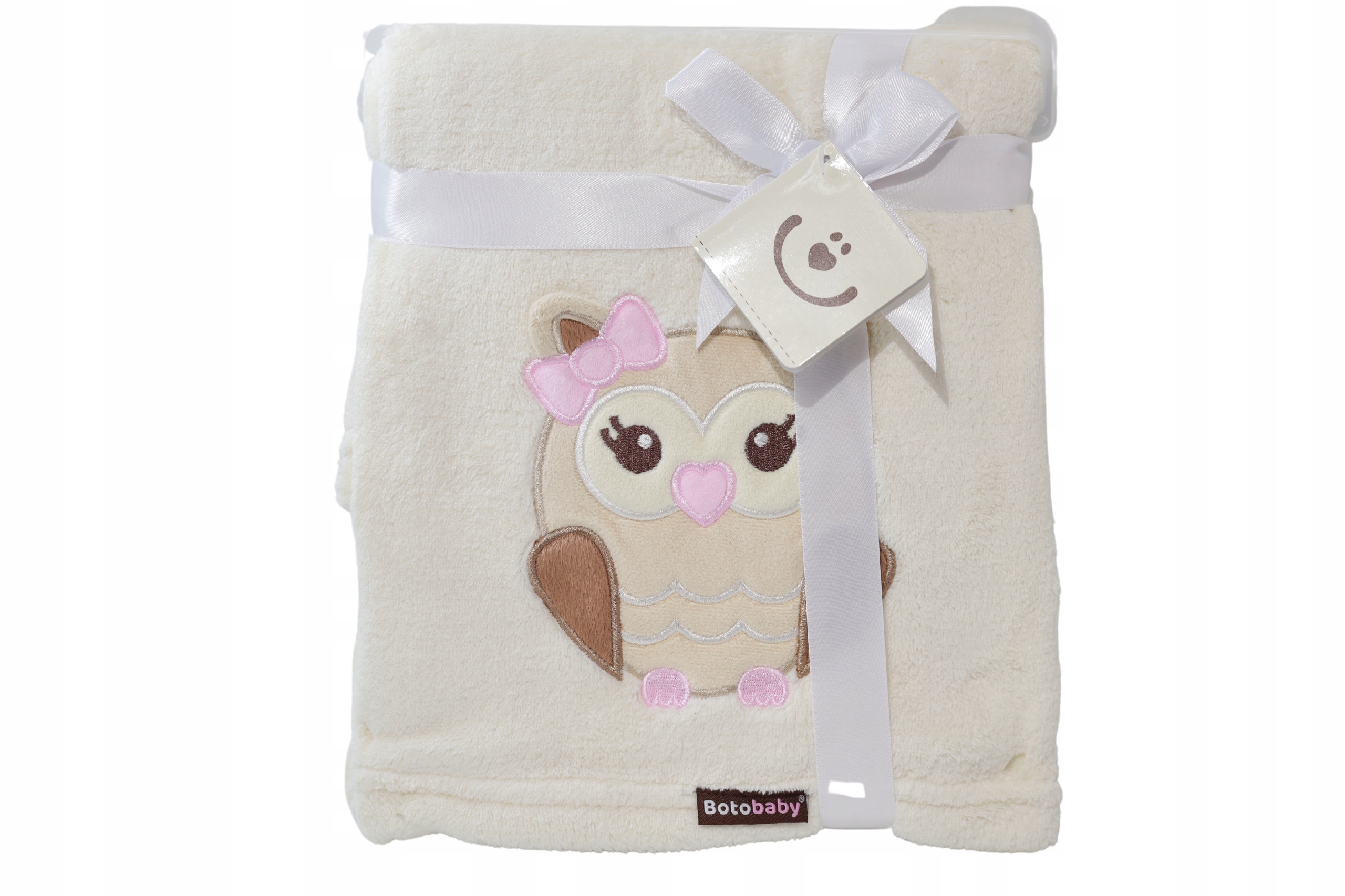 Kocyk z mikrofibry 76X102 cm - BEŻOWY Z SÓWKĄ - Marka BotoBaby