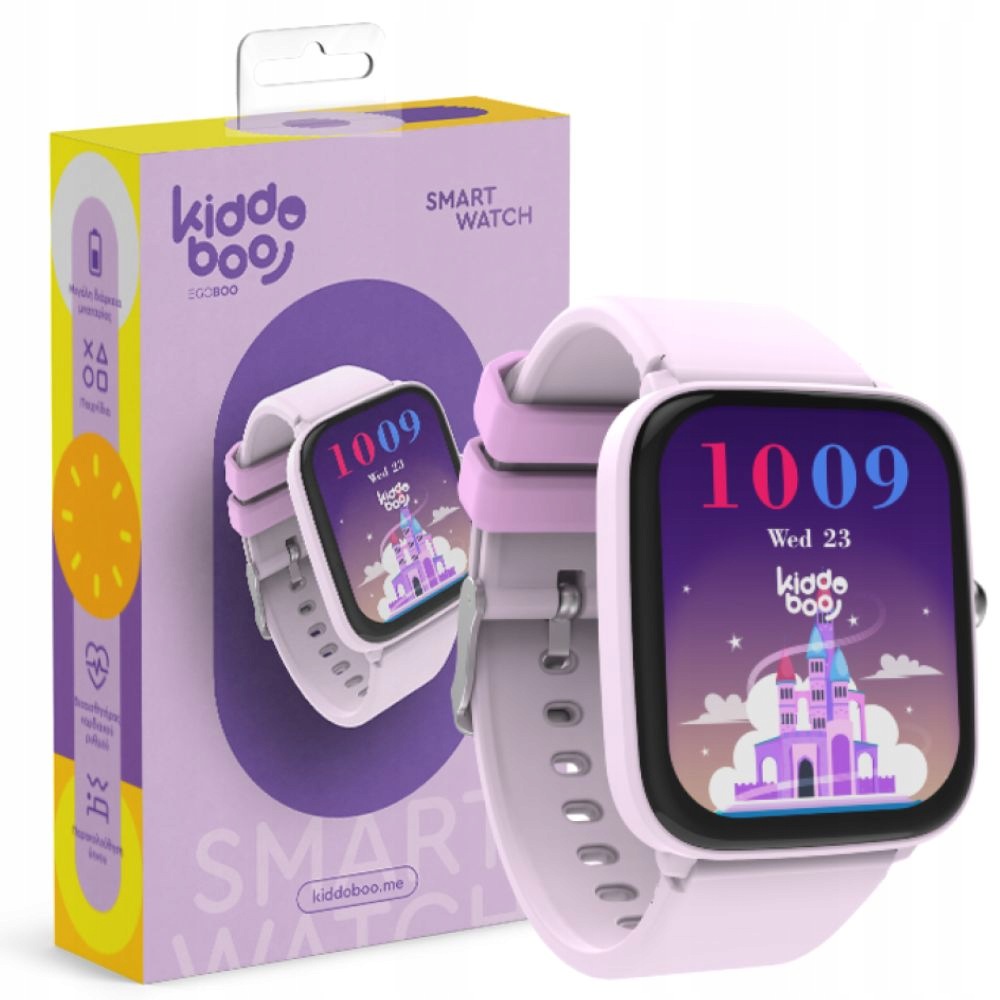 Hodinky Kiddoboo Smartwatch 2.0 Liliový krokomer, hry, ciferníky, pulzomet