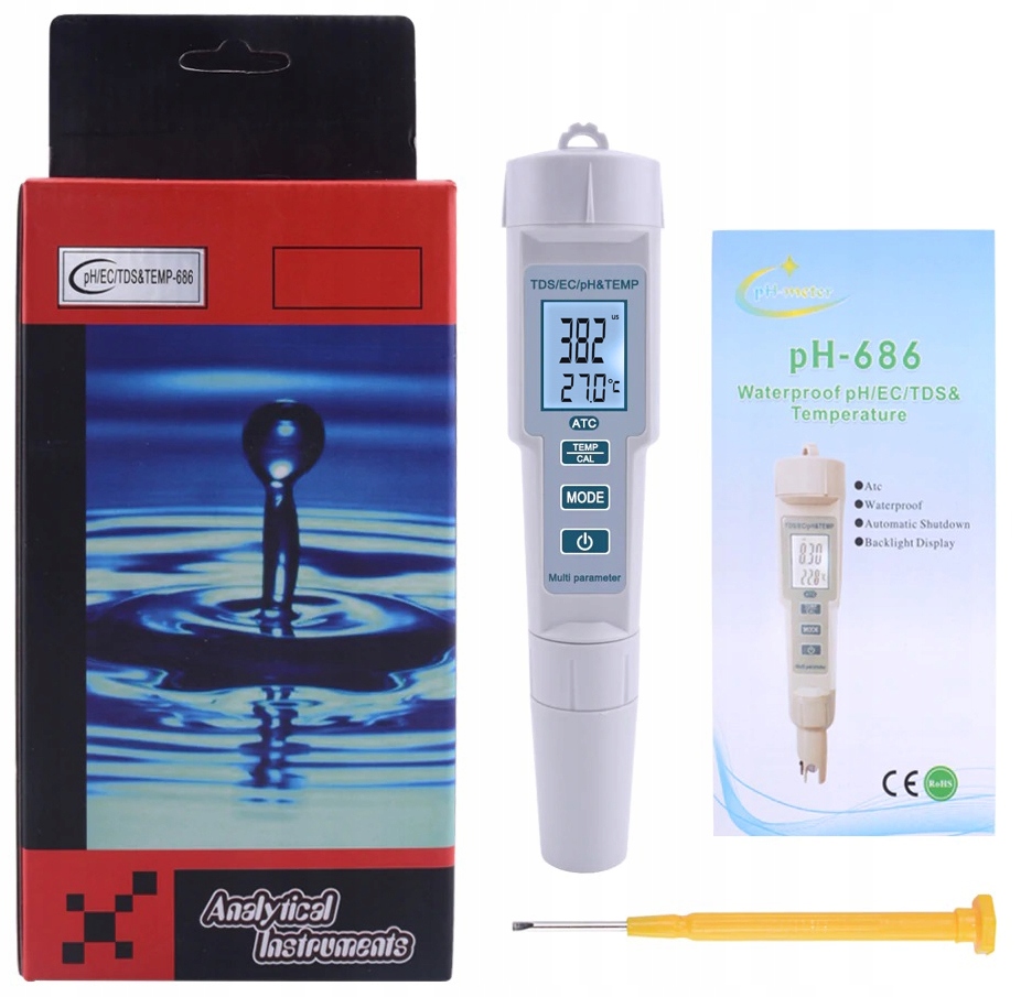 Miernik tester pH Tds Ec kwasomierz wody zanieczyszczenia basen płynu ciecz