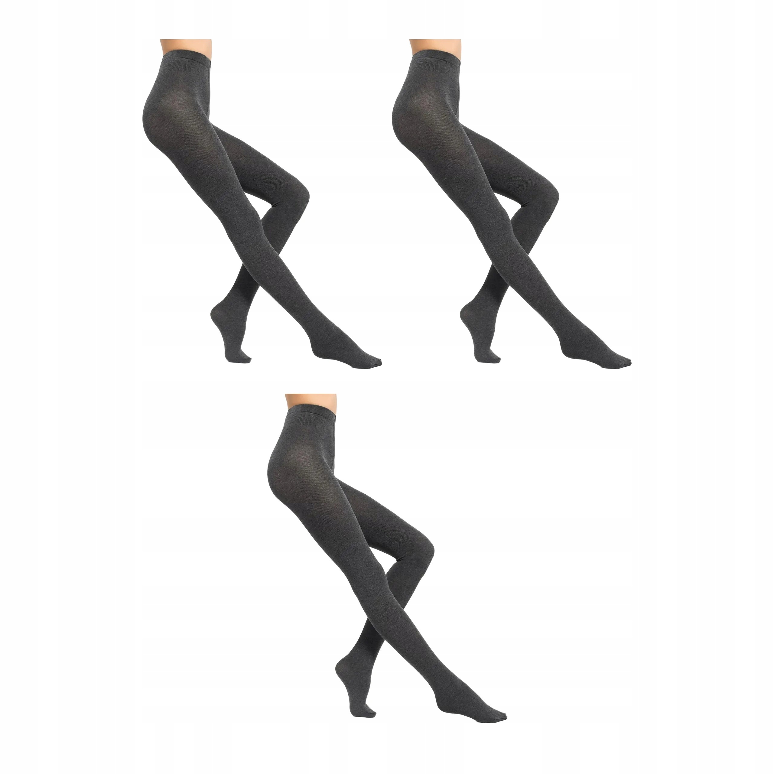 3 páry Punčocháče s přídavkem vlny 3x Grey Melange 2-S