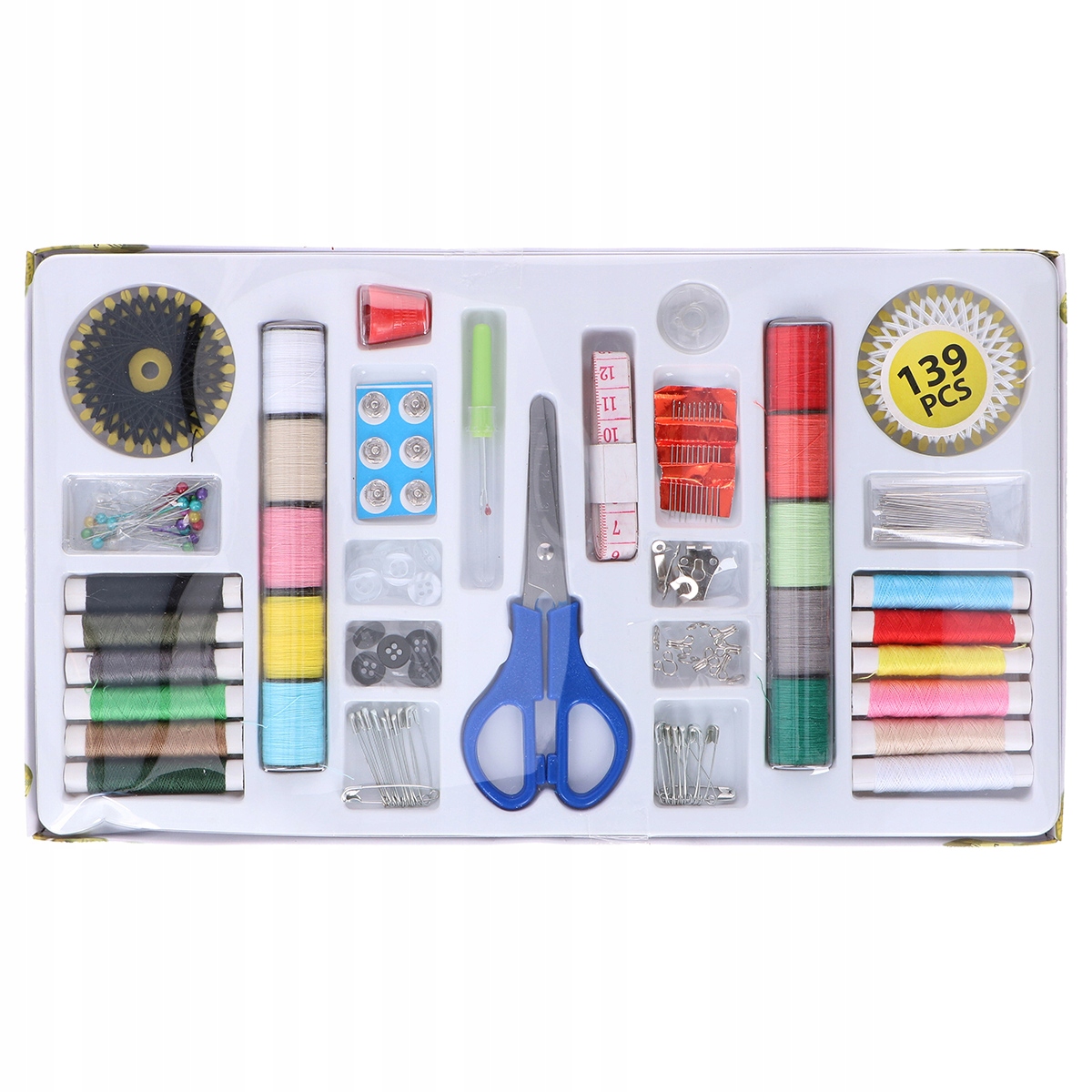 Šicí sada krejčovské náčiní nitě jehly nůžky centimetr 139el