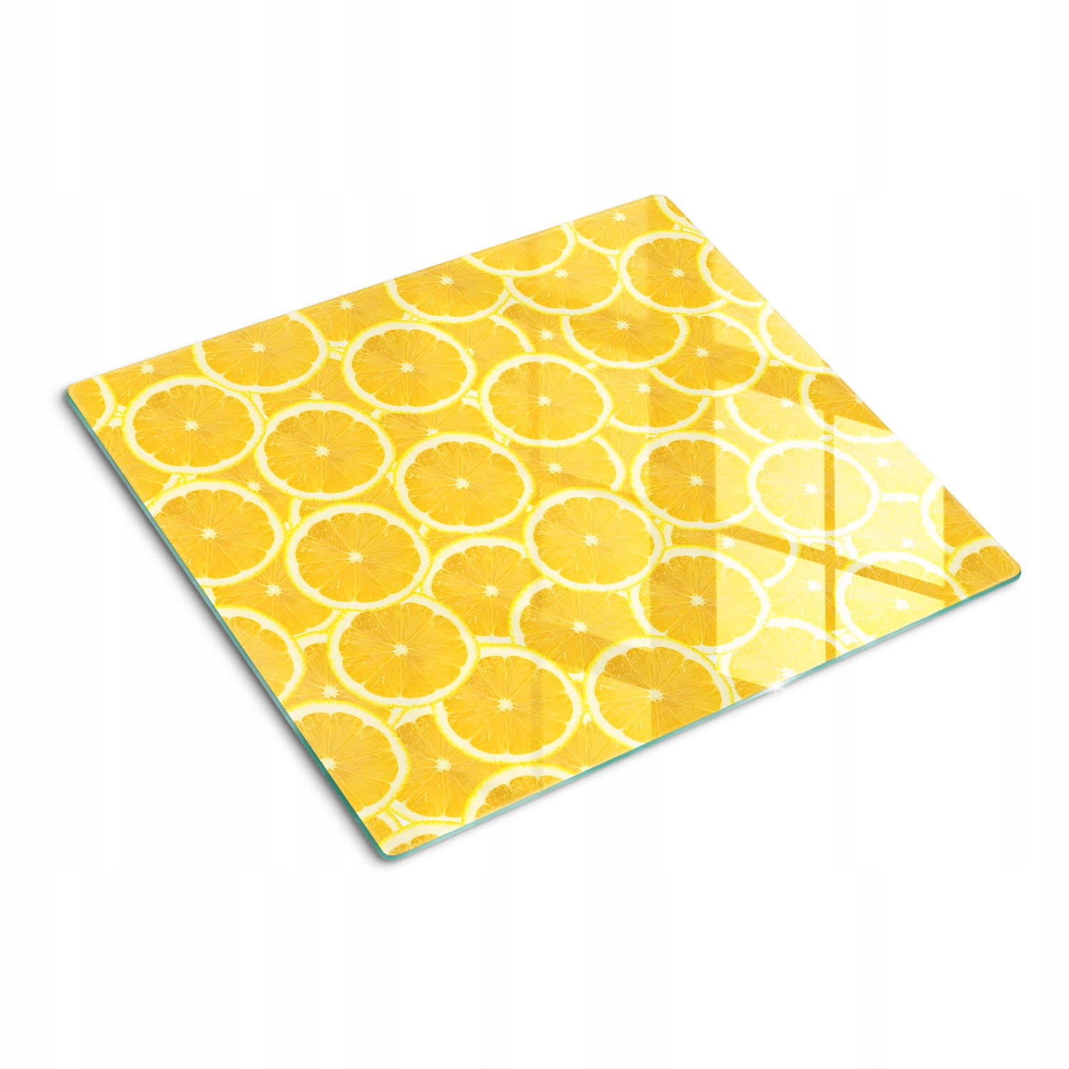 Skleněná kuchyňská deska na servírování s grafikou Plátky citronu 60x52 cm