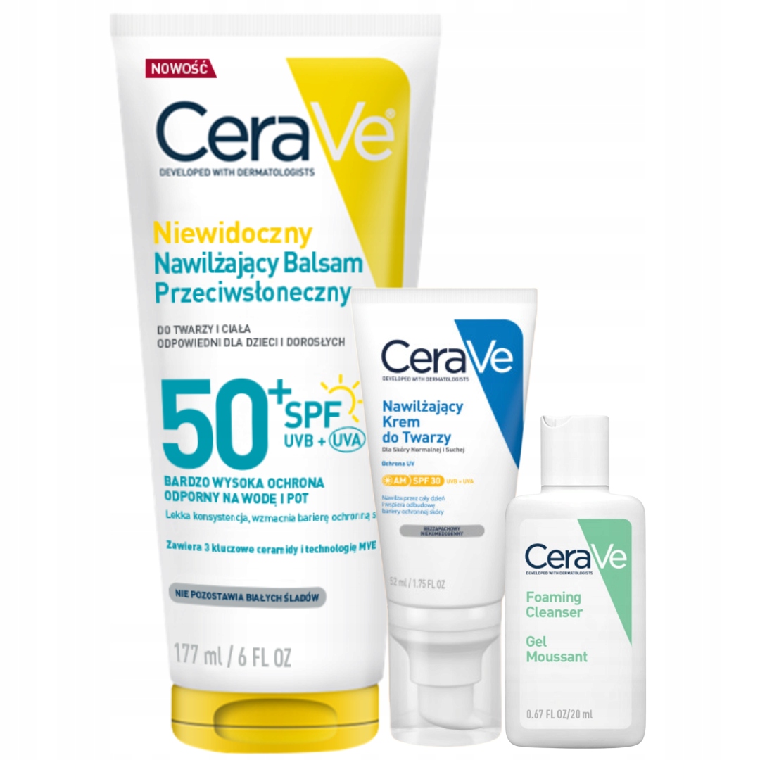 CeraVe Balsam SPF50+ Niewidoczny 177ml Krem SPF30 do twarzy 52ml