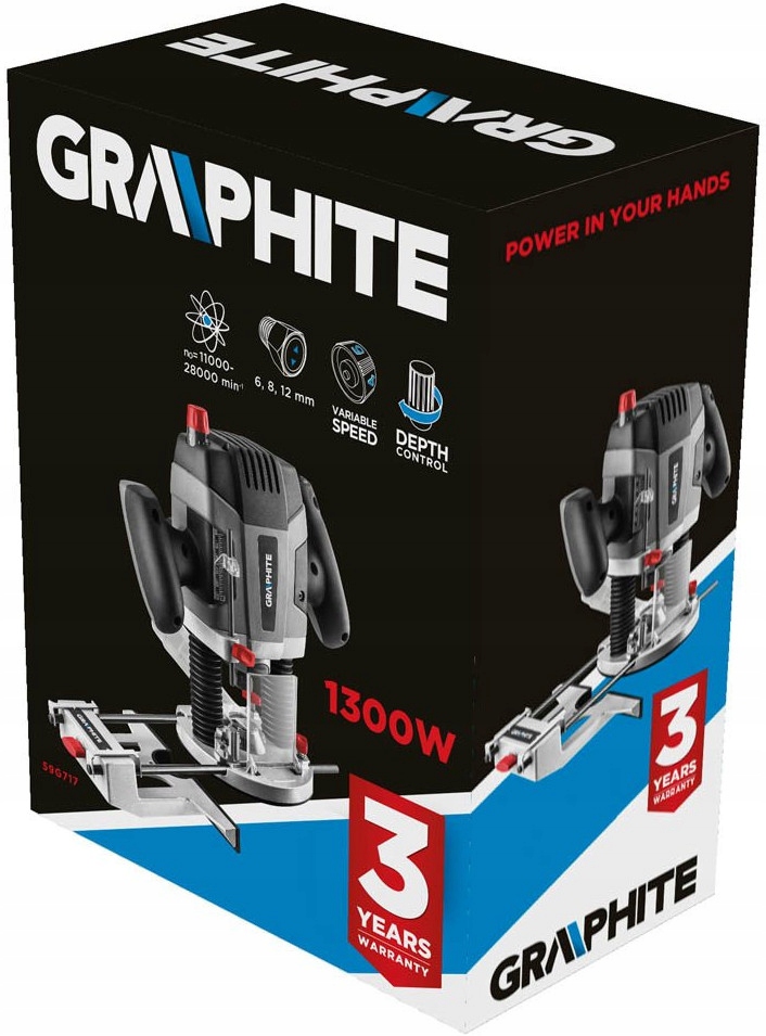 GRAPHITE FREZARKA GÓRNOWRZECIONOWA DO DREWNA TWORZYW ALUMINIUM 1300W 6-12mm Rodzaj frezarki górnowrzecionowa