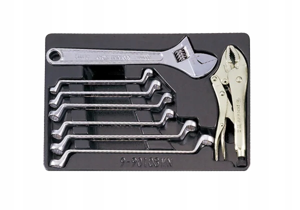 'ZESTAW KLUCZY OCZKOWYCH ODGIĘTYCH 75 8cz. 8 - 19mm, KLUCZ NASTAWNY, SZCZYP