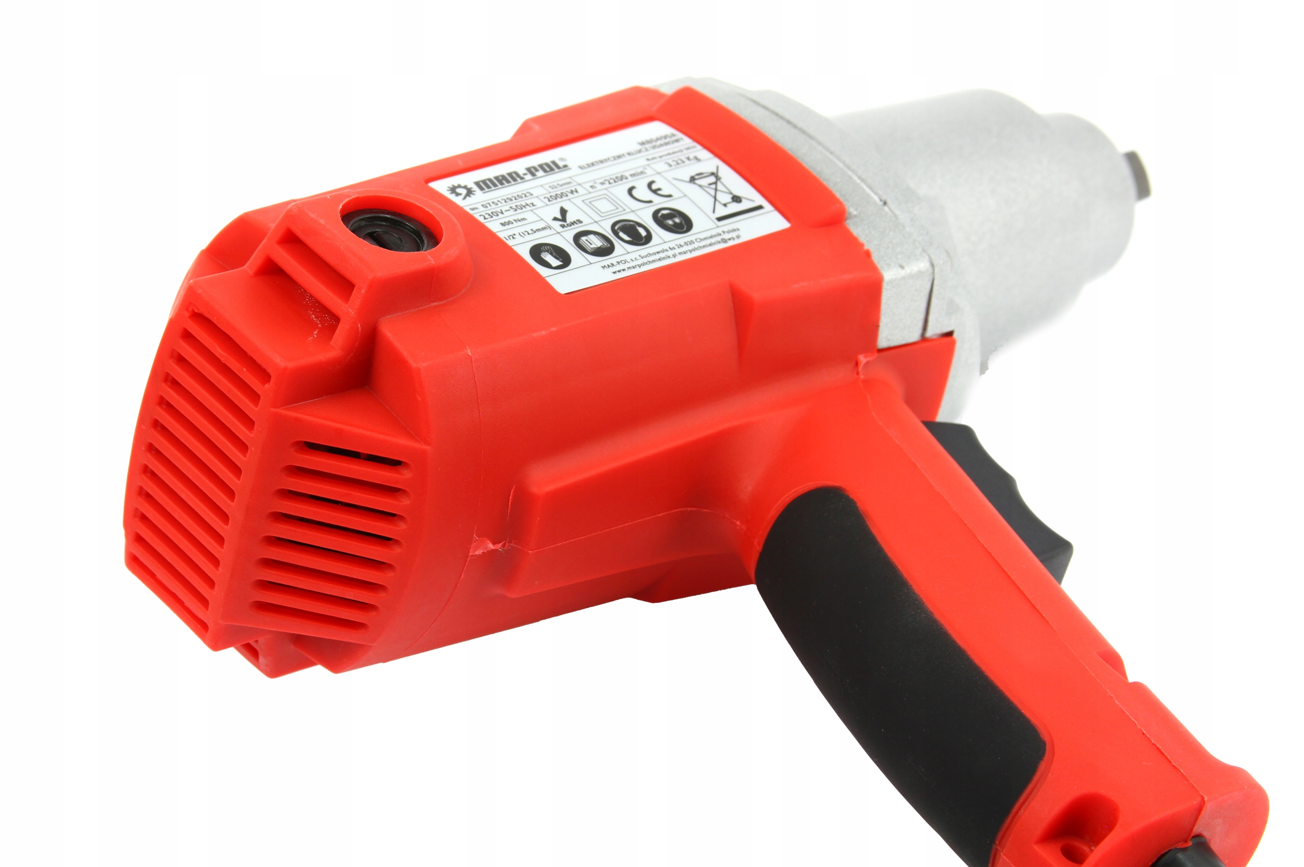 KLUCZ ELEKTRYCZNY UDAROWY DO KÓŁ 800Nm 2000W 1/2'' + 4 NASADKI MAR-POL Rozmiar trzpienia 1/2''