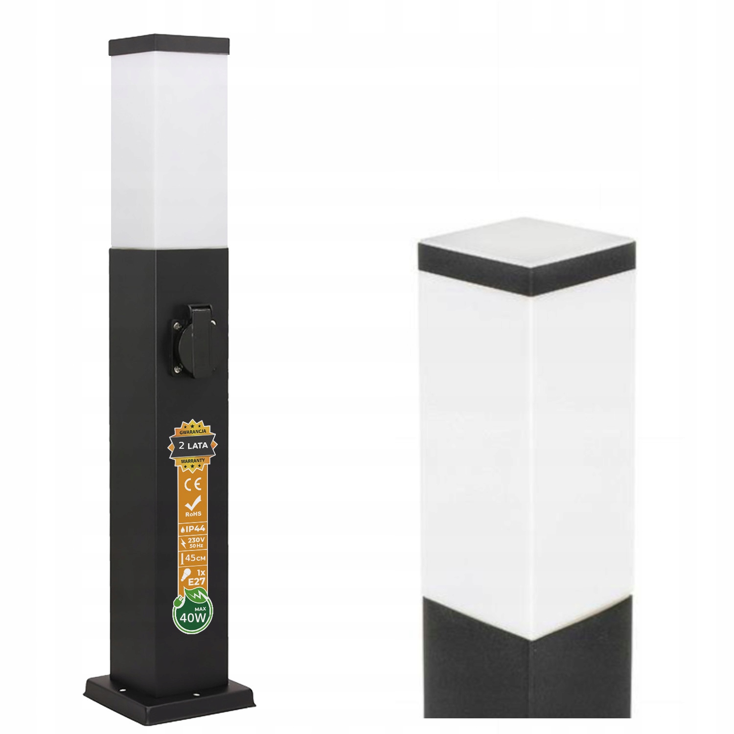 

Lampa ogrodowa słupek zewnętrzna 45cm gniazdo 230V