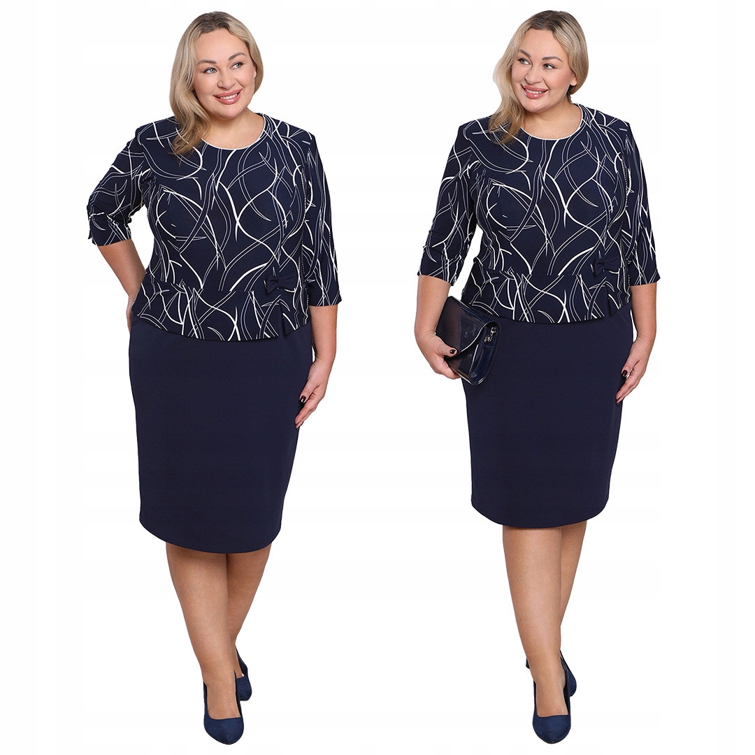 Tmavě modrá šaty s bílým vzorem a velikostí velikost 48