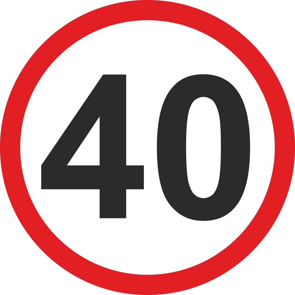 

Naklejka Ograniczenie Prędkości 40 km/h znak 20 cm