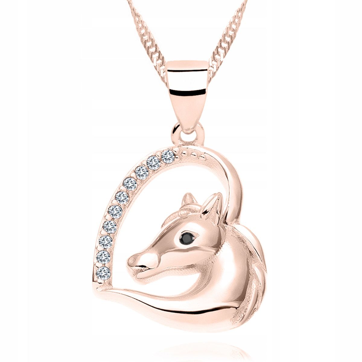 Řetízek zlatý náhrdelník 925 Srdce Kůň Zvíře
