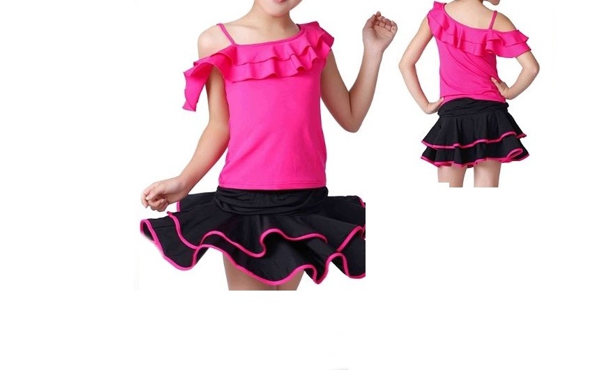 Sukienka Komplet Do Tańca Różowy 134 Body Latino Strój 2993