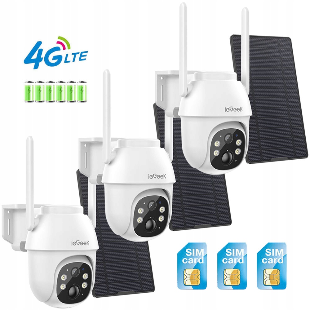 Venkovní solární otočná kamera 3G/4G Sim 2K 3MPx 4x Zoom 9600mah 3ks